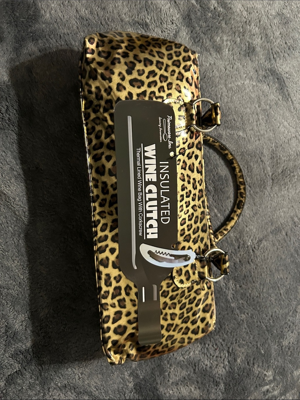 Leopard Print Insulated Wine Clutch - Mini Handbag